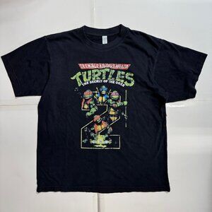 Teenage Mutant Ninja Turtles 2 The Movie TMNT Black Vintage Style T-Shirt Sz Med